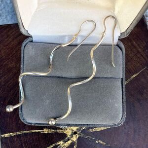 Sterling Silver Long Dangle Earrings 90s Statement Jewelry